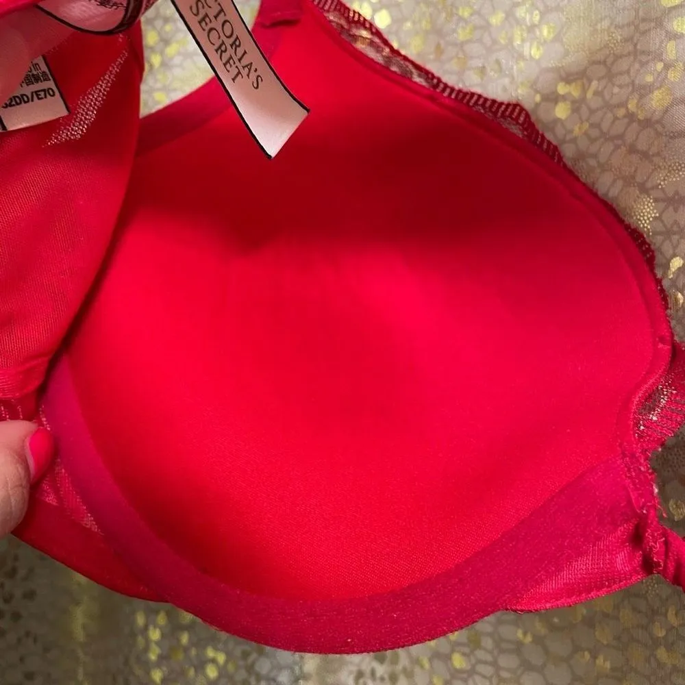 Victoria’s Secret Dream Angels Red Gold Lace Push Up Bra 32DD - Image 6