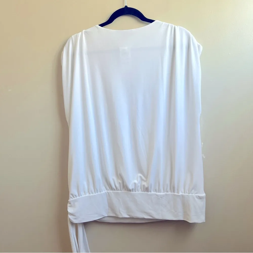 NWT I.N.C. International Concepts white Women's Ruched Side-Tie Top Size XXL - Image 3