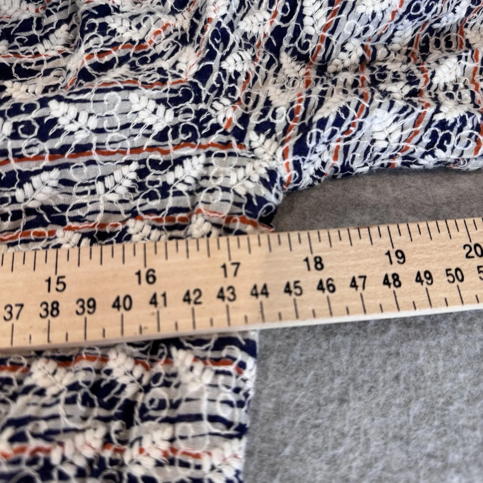 Tory Burch Nadia Peasant Top Womens 4 Blue White Orange Embroidered Tassels - Image 13