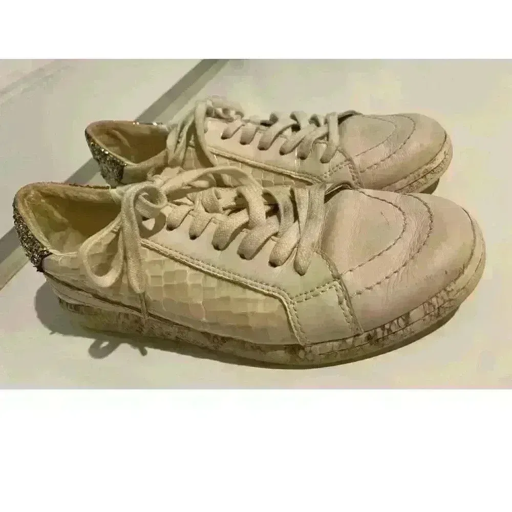 Dolce Vita Nino Women's Snakeskin and Glitter Sneaker, sz 9 White - Image 2