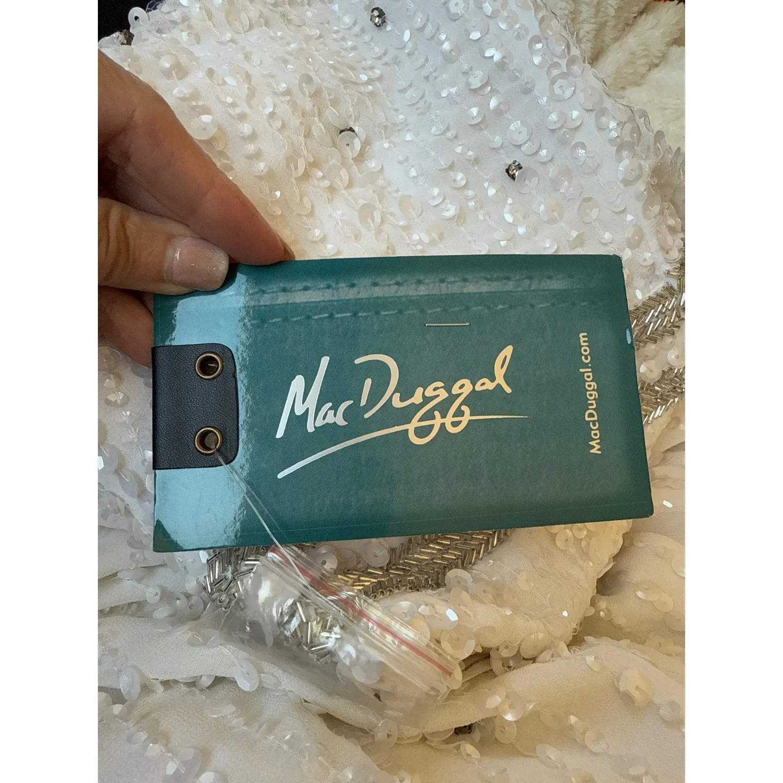 NWT Mac Duggal 10509 Sleeveless High Neck Beaded Midi Sheath Dress White Sz 0 - Image 6