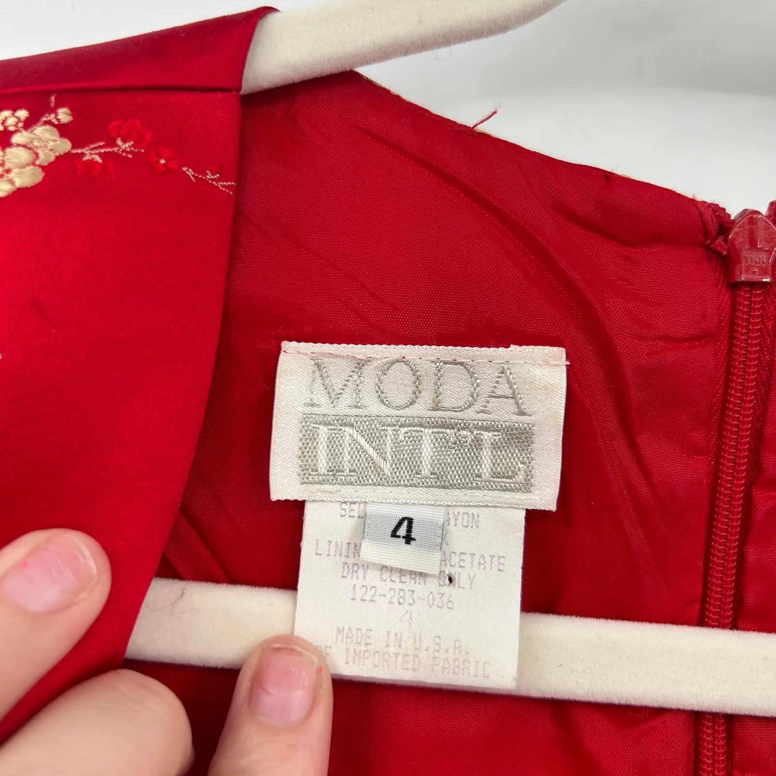 Moda International‎ Womens Vintage 90s Brocade Silk Blend Floral Sheath Dress 4 Red - Image 7