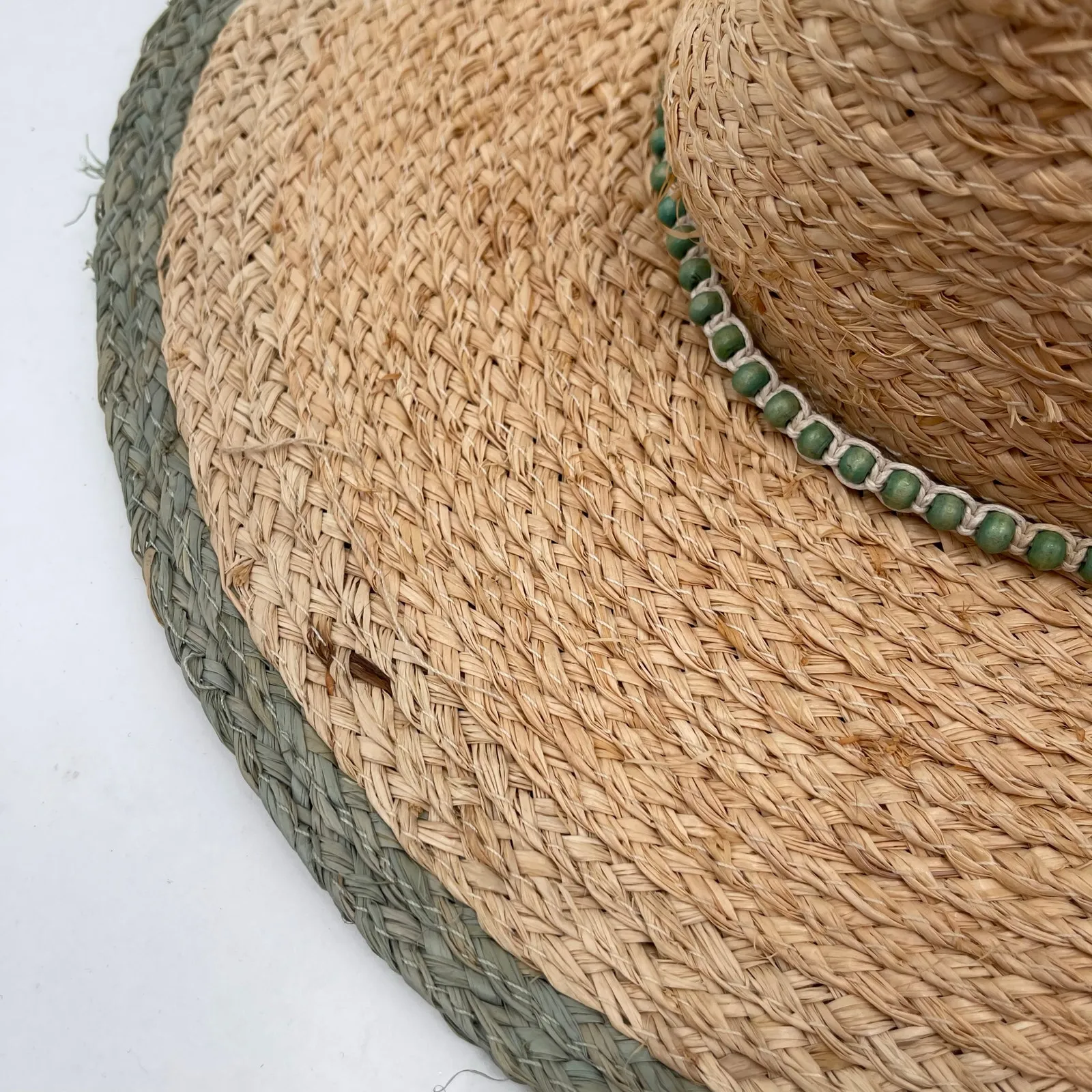 PETER GRIMM Straw Hat Raffia One Size Beaded Tassels Pura Vida Crushable Pack - Image 4