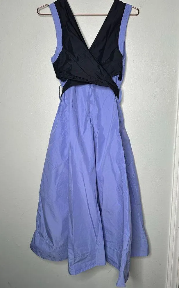 3.1 PHILLIP LIM Purple A-Line Sleeveless V-Neck Poplin Belted Midi Dress Size 4 - Image 6