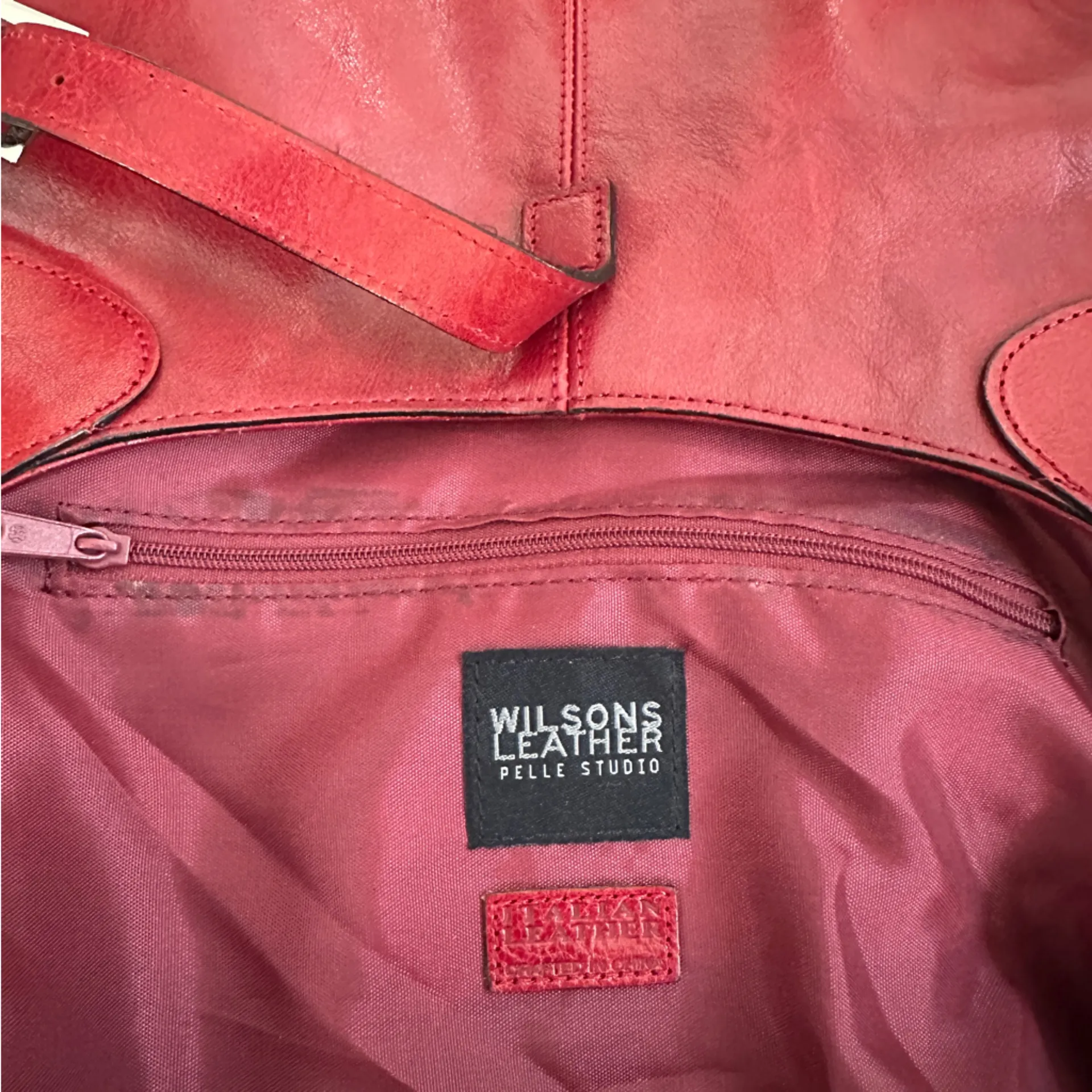 RARE Wilson Leather Pelle Studio Red Leather Hobo Shoulder Bag Silver Hardware - Image 5