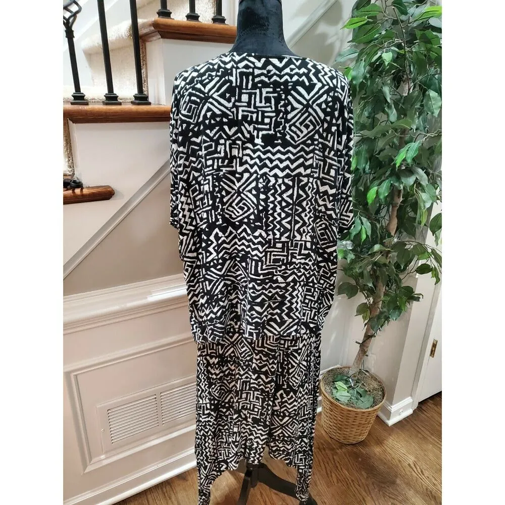 Nina Leonard Women's Black & White Rayon Long Sleeve Top & Skirt 2 Piece Suit 1X - Image 7