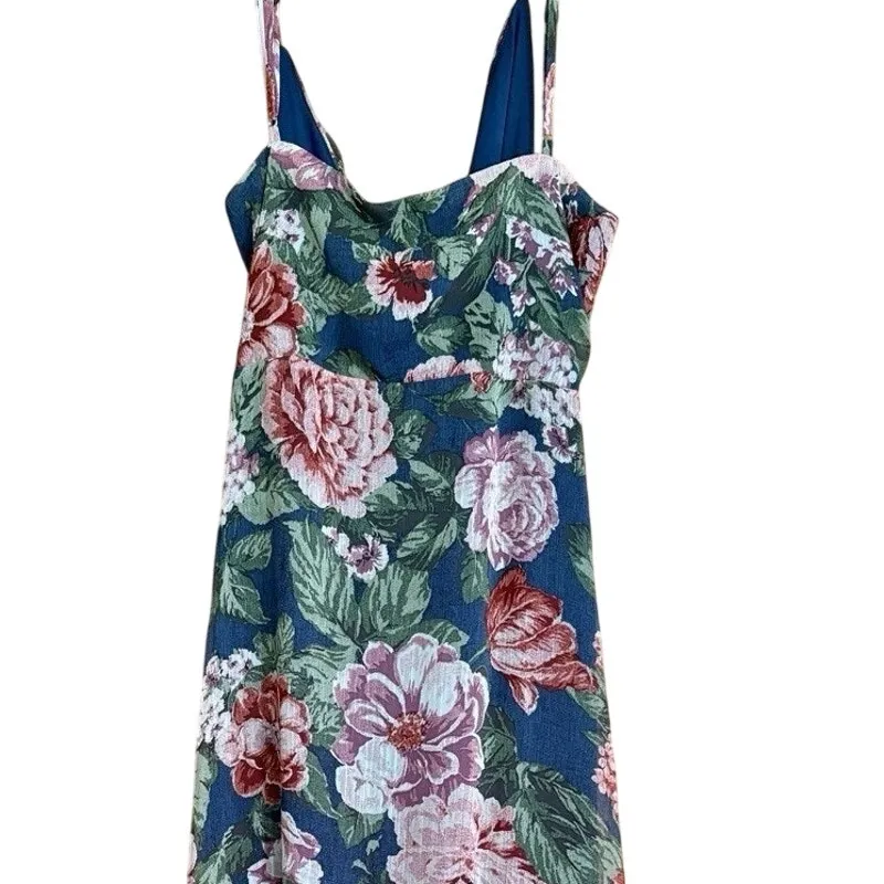 Lulus Delightfully Divine Navy Blue Floral Chiffon Wrap Midi Dress 2XL Navy Blue - Image 7