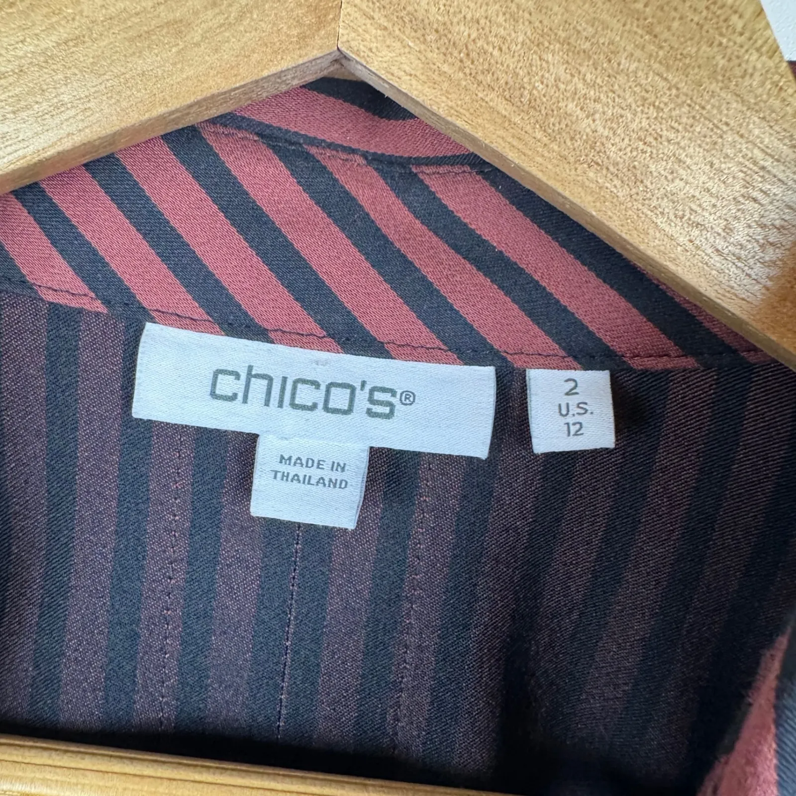 Chicos No Iron Stripe Tunic Top Size 2 US 12 Button Up Oversized Office Career - Image 6