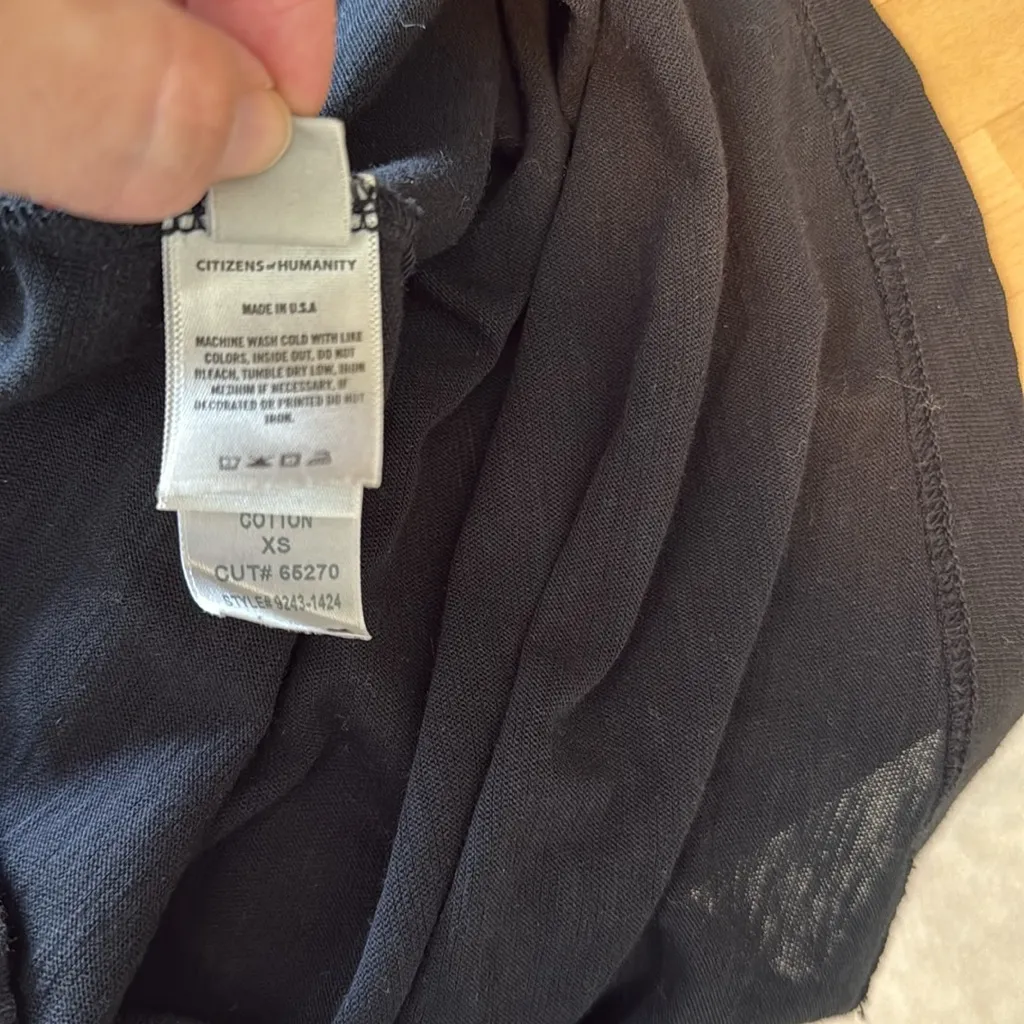 Citizens of Humanity Inessa Slub Jersey Knit Short Sleeve Black Tee, Size XS - Image 6