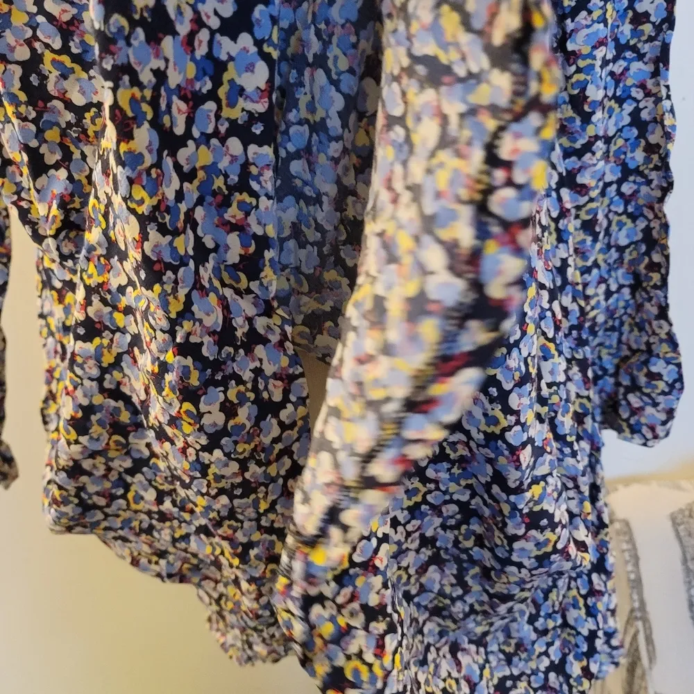 Zara Women Blue Multicolor Floral Print Longsleeve Shift Dress S - Image 6