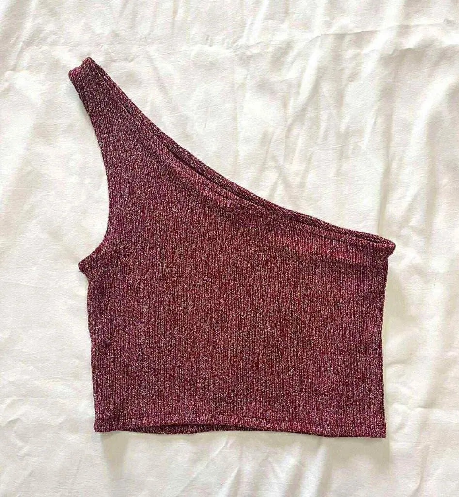 Forever 21 Shimmer One Shoulder Crop Top Size Medium - Image 3