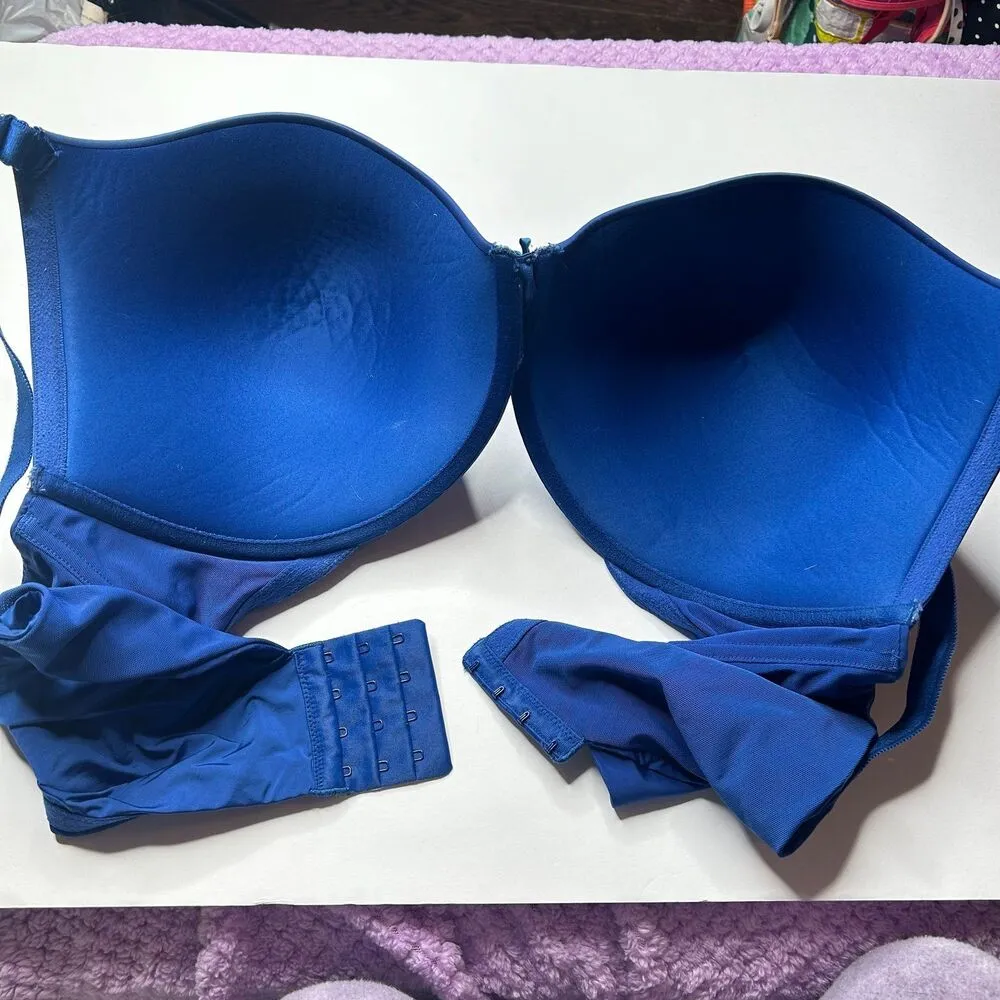 TORRID BLUE MICROFIBER 360° BACK SMOOTHING™ PUSH-UP PLUNGE BRA 46F 46DDD - Image 4