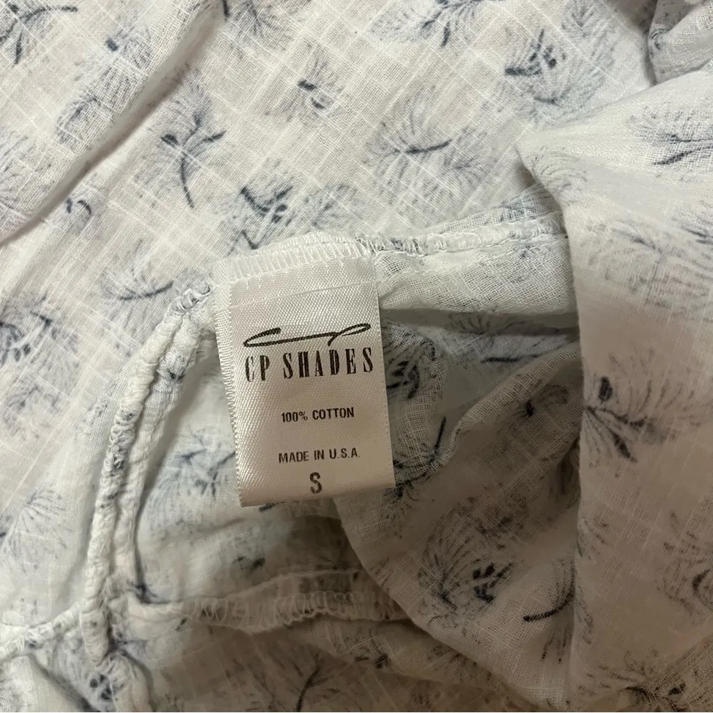 CP Shades White & Blue Floral 100% Cotton Cap Sleeve Lightweight Tunic Dress - Image 8