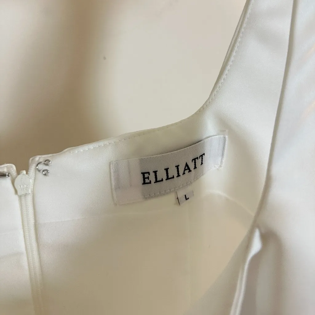 ELLIATT Amelie Square Neck Duchesse Satin Cocktail Minidress in Ivory Large - Image 5