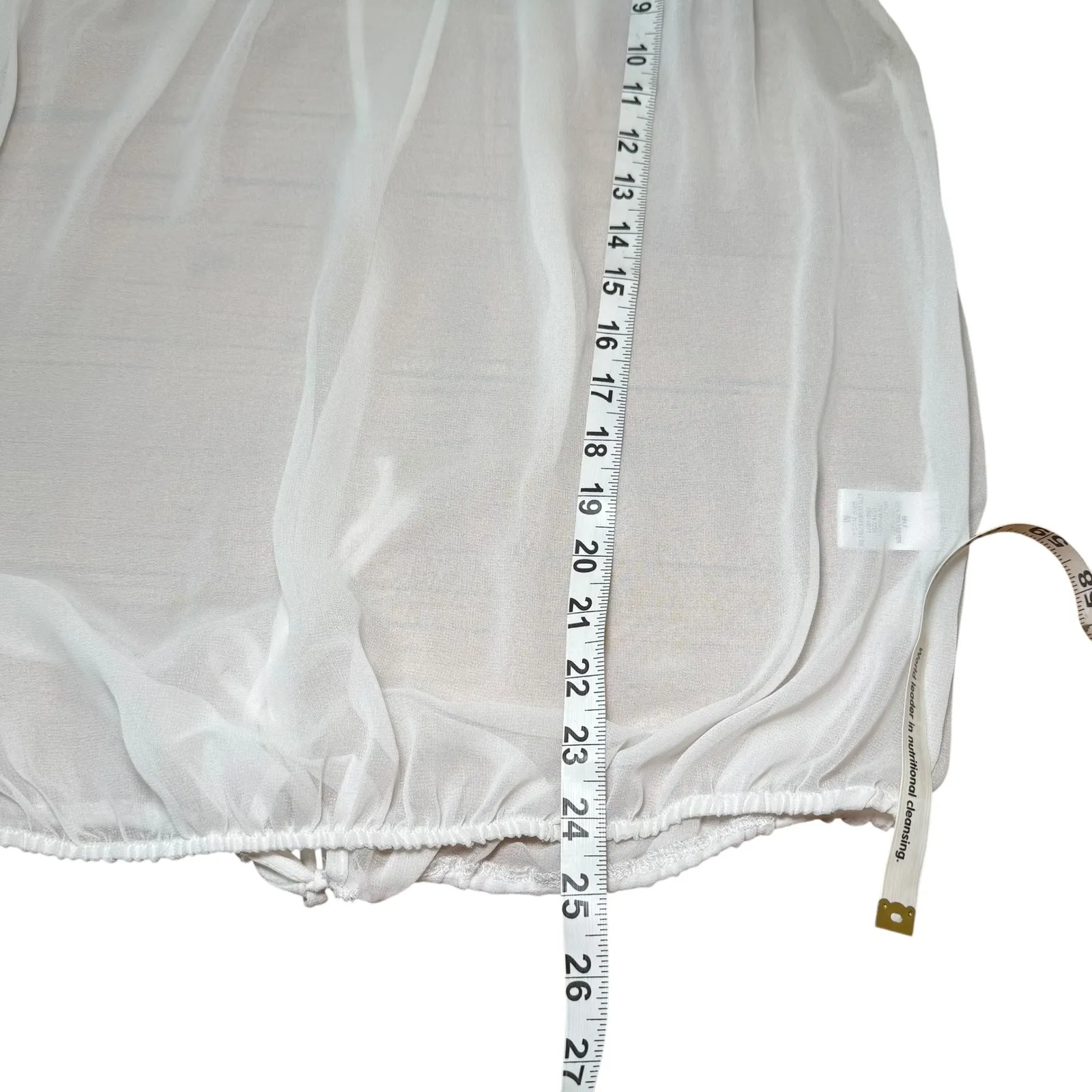 Ro‎ & De Women's Blouse Top M White Cream Sheer Long Sleeve Lace Detail USA Made - Image 9