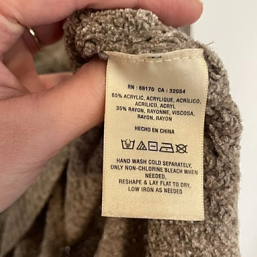 MOTH ANTHROPOLOGIE Lucerne Sweater Taupe Brown Cowl Neck / Off Shoulder Chenille - Image 11