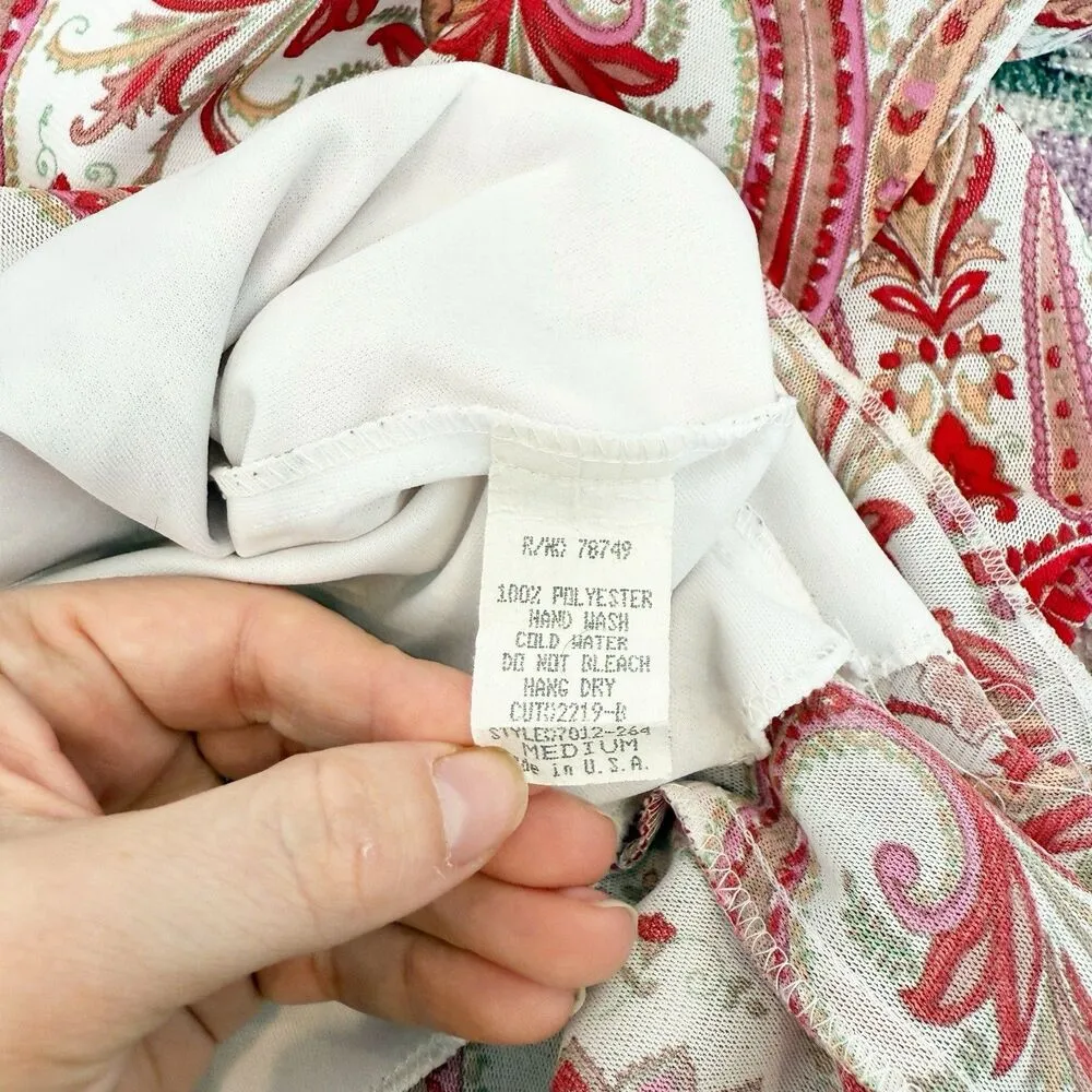 Vtg Wet Seal Paisley Dress Sz Medium Lace Trim Babydoll Boho Hippie Festival Y2K - Image 8