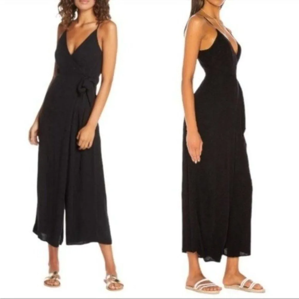 L*Space Come Together Wrap Jumper Deep V Neck Jumpsuit Wide Leg sz Small - Image 2