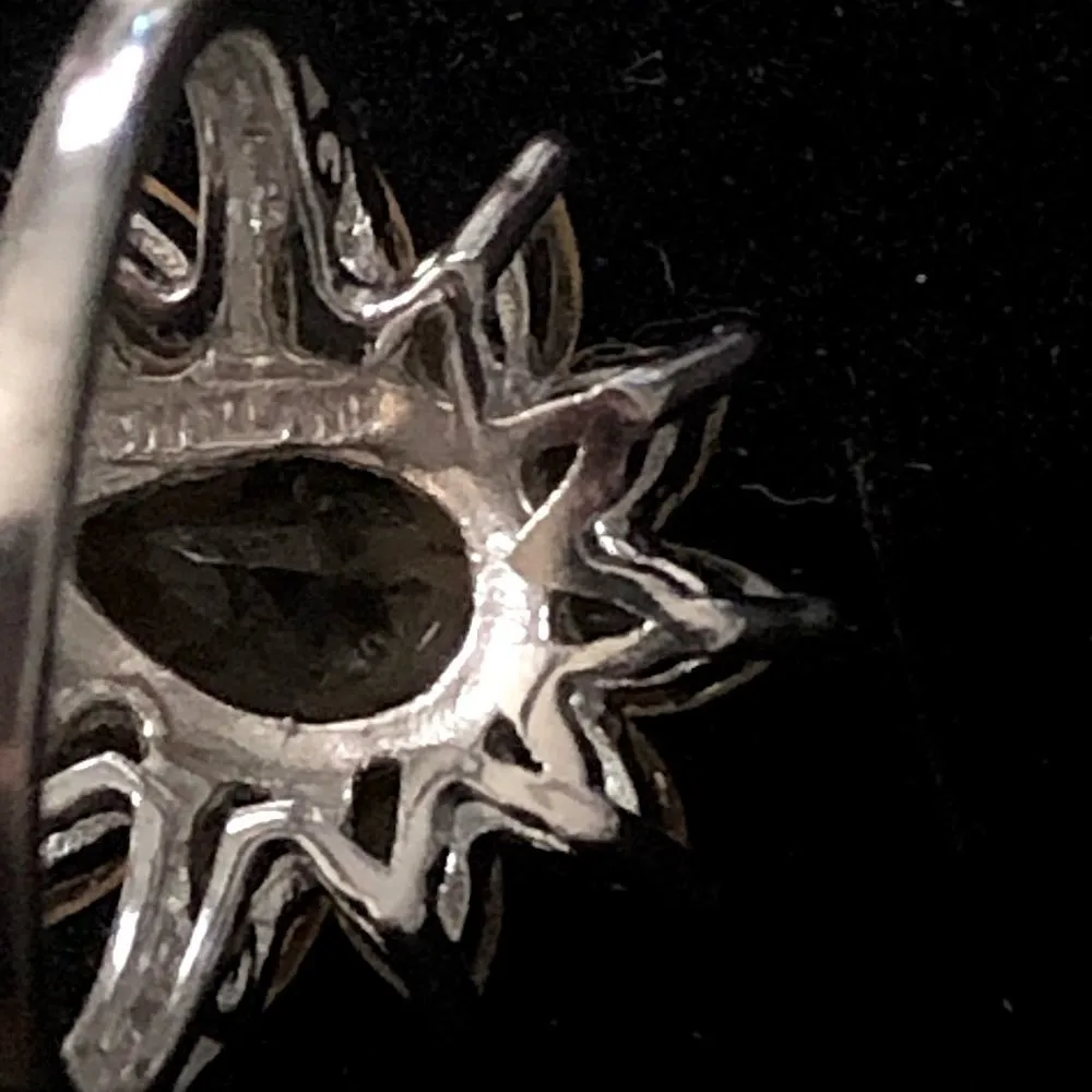 Faceted Golden Citrine Sterling Silver Flower Shaped Ring Sz 7 - Image 7