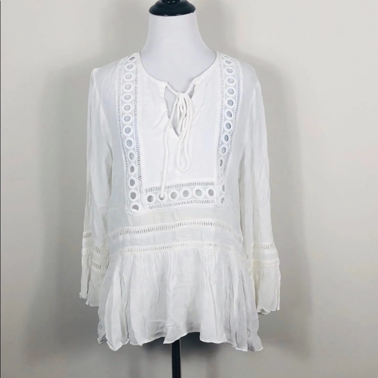 Endless Rose Top Crochet Tie Neck Flowy - Image 2