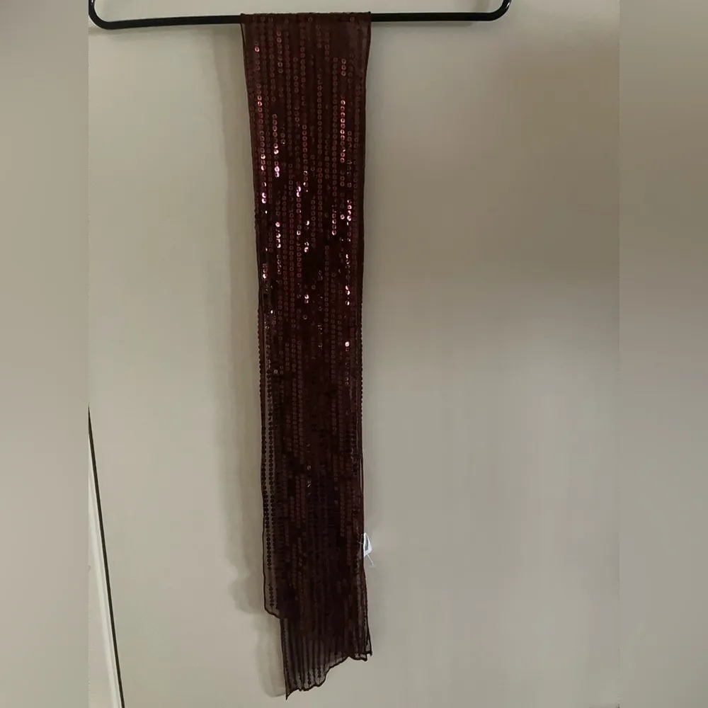 Icing Brown Sequin Slim Scarf 59” x 6” - Image 4