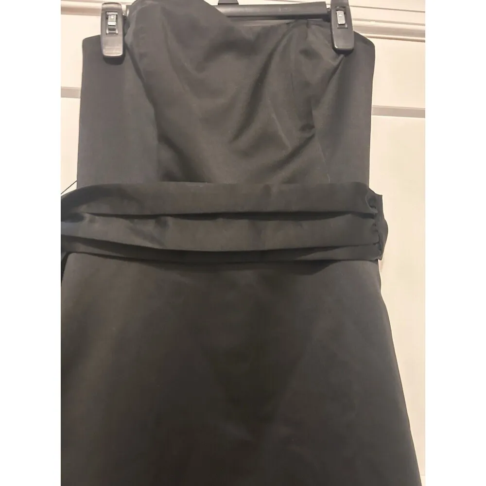 White House Black Market WHBM, Strapless Solid Black Cocktai A-Line Dress Size 4 - Image 4