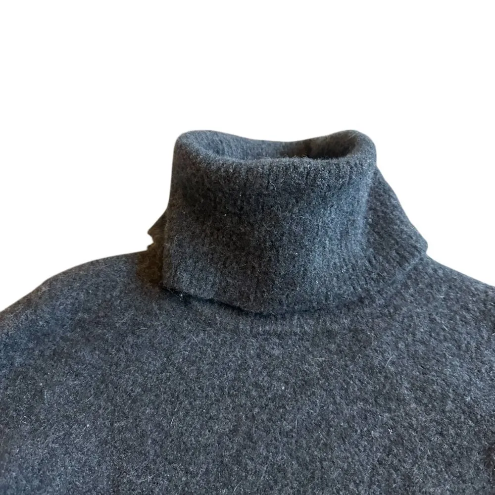St. John Wool Blend Turtleneck Sweater Pullover Stretch Dark Grey Size Small - Image 2