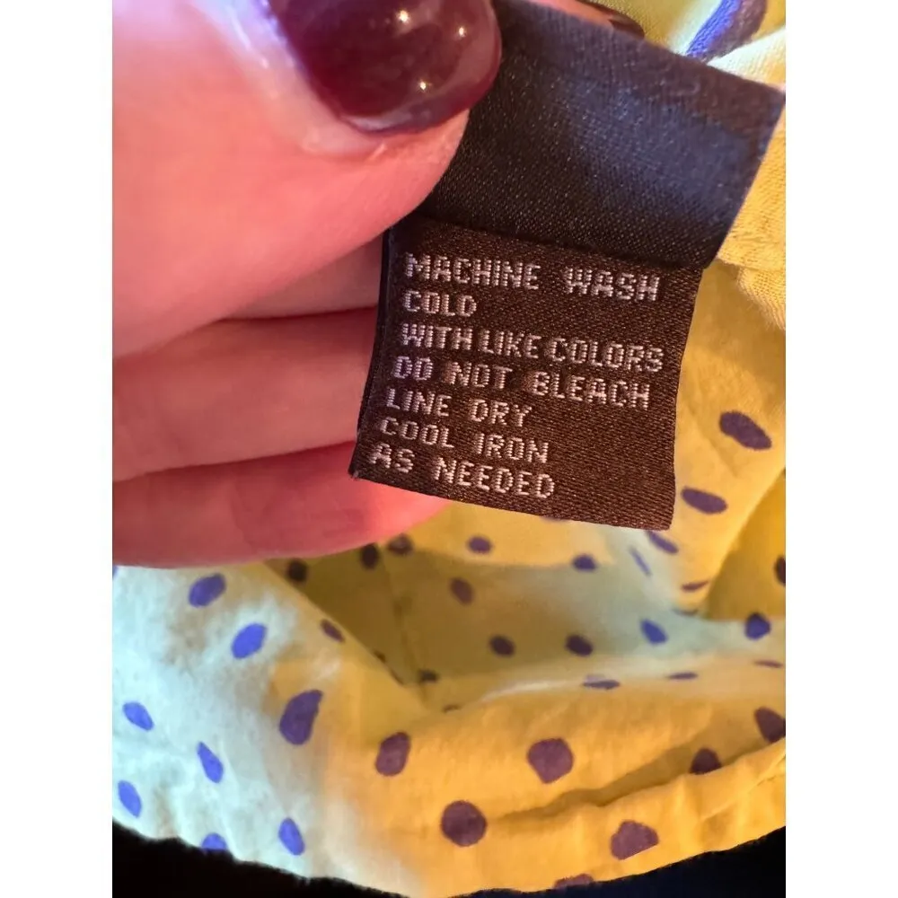 J McLaughlin Shirt Women 8 Yellow Purple Polka Dot Cotton Collared Button Down - Image 11