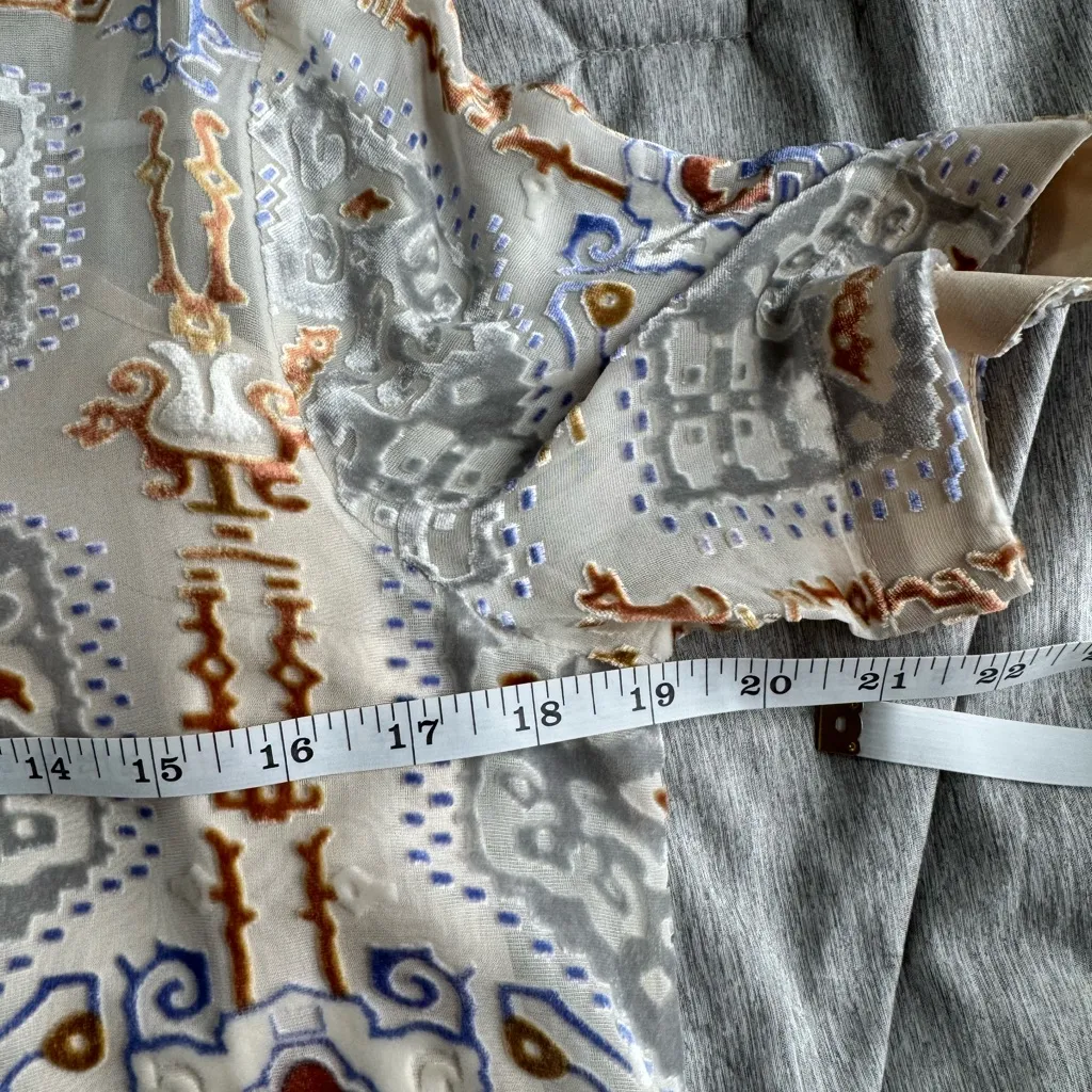 Sundance Velvet Geometric Aztec Silk-Blend Top in Cream With Slip Size XS Boho - Image 10