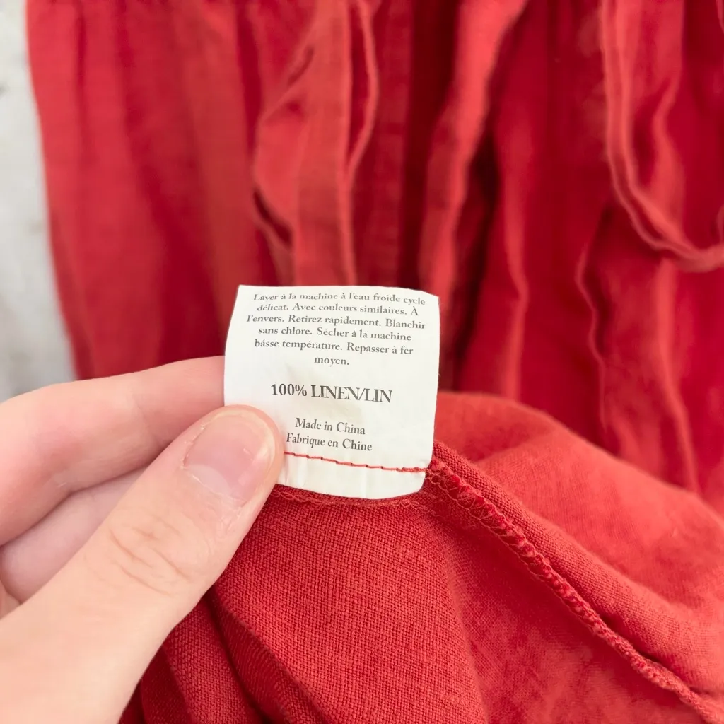 Grae Cove Immy Linen Wrap Dress Red Size M - Image 7