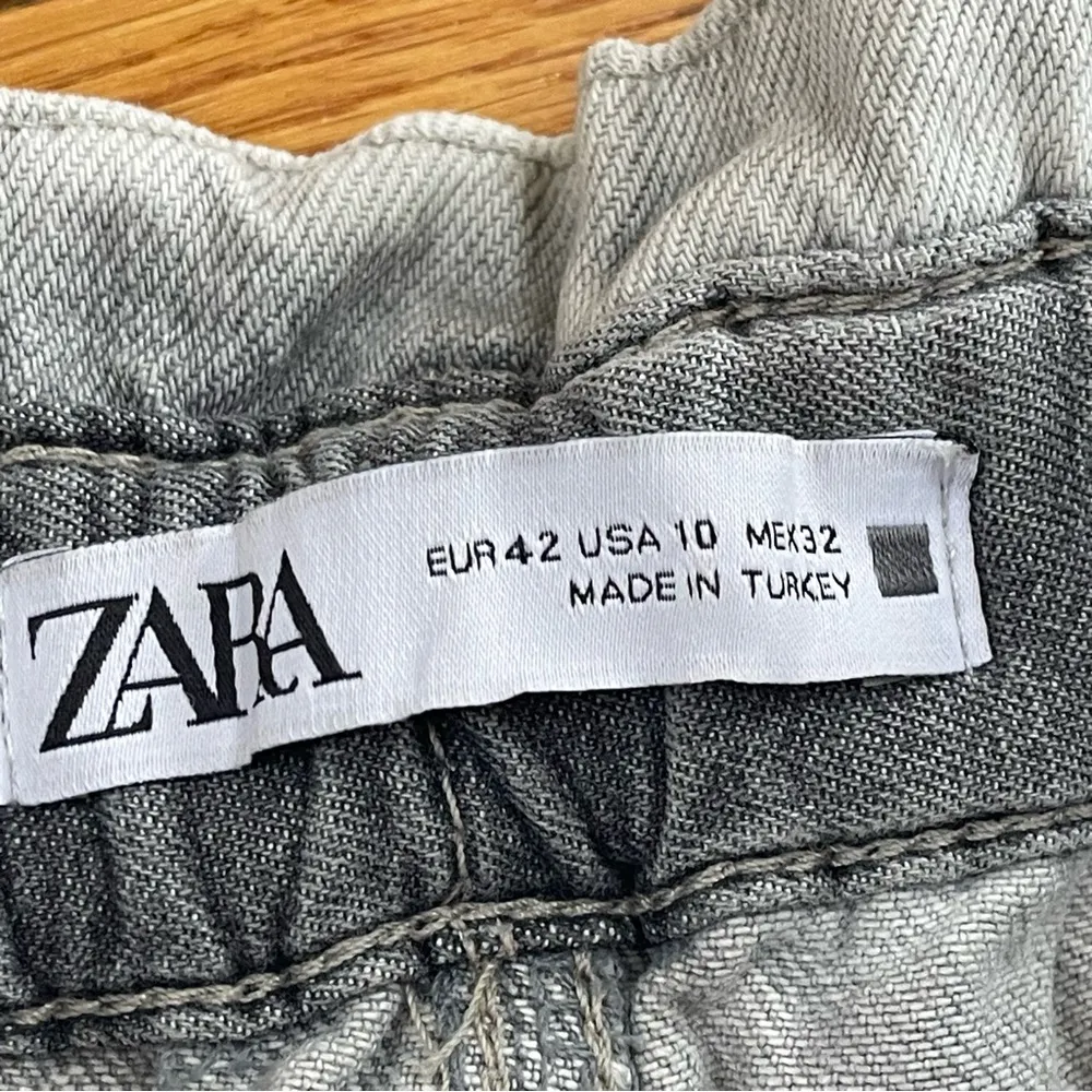 ZARA baggy slouchy relaxed fit paper bag carrot leg ankle rigid jeans grey Sz 10 - Image 5