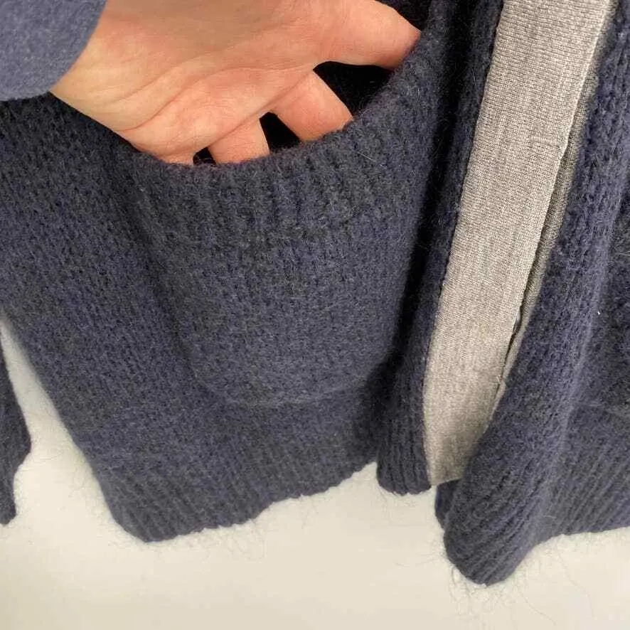 TIBI Cardigan Sweater Womens Small Gray Blue Fuzzy Knit Pockets Button Front - Image 6