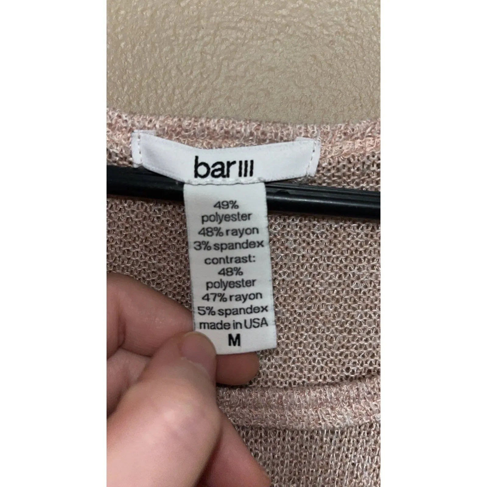 Women’s Bar III beige lightweight long sleeve sweater size medium knit fall y2k - Image 5