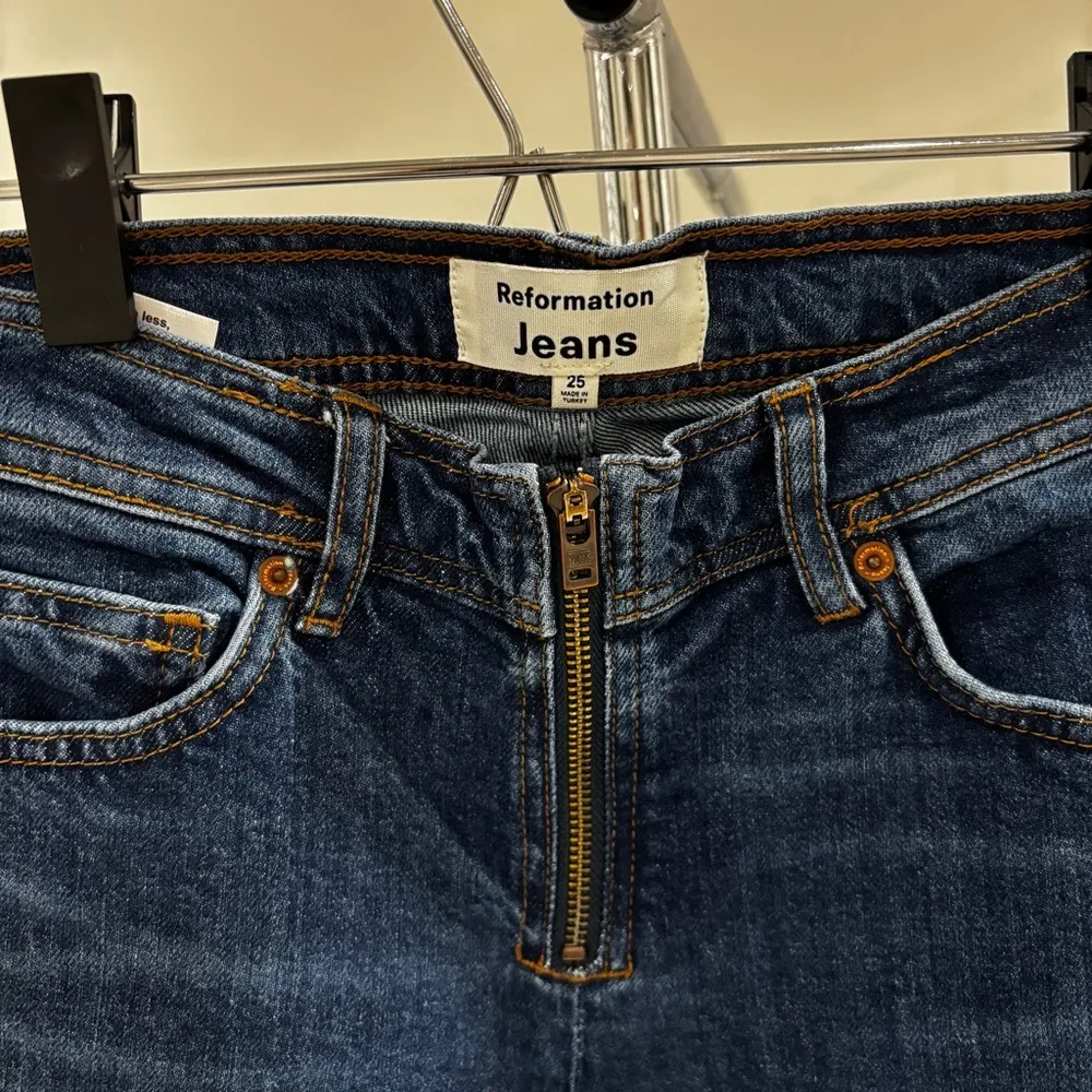 Reformation Julianna Exposed Zip Mid Rise Straight Leg Jeans in Mesa 28 - Image 5