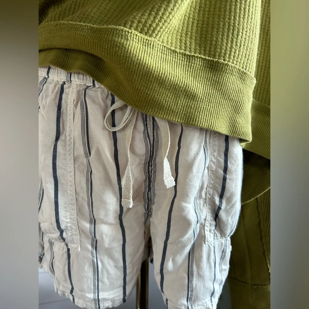 O’Neill Beige Fran Striped Shorts Beach Pull on Drawstring | Women’s M - Image 2