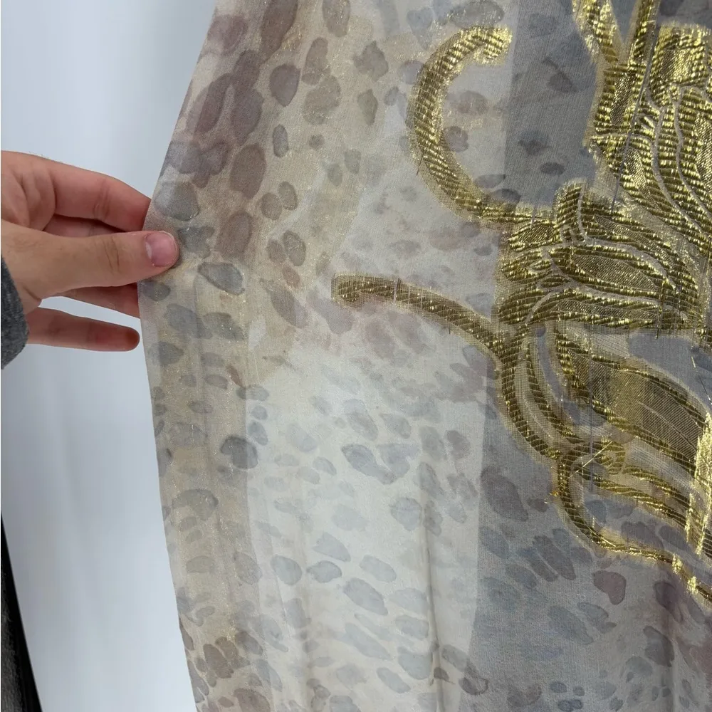 Vera wang lavender label silk boho coquette metallic floral evening dress xs 0 - Image 16