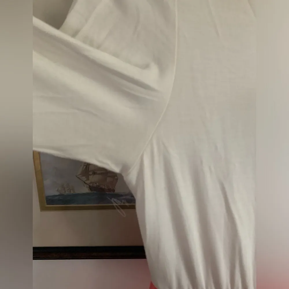 Pink Blush 3/4 Sleeve White Pink Maternity Maxi Dress Sz M Lightweight Easy Wear - Image 4