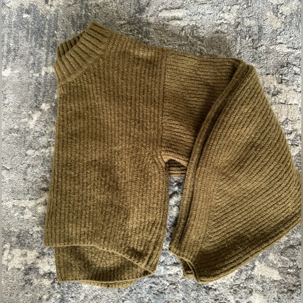 Women's Knit Cropped Sweater Balloon Sleeve Green - Image 5