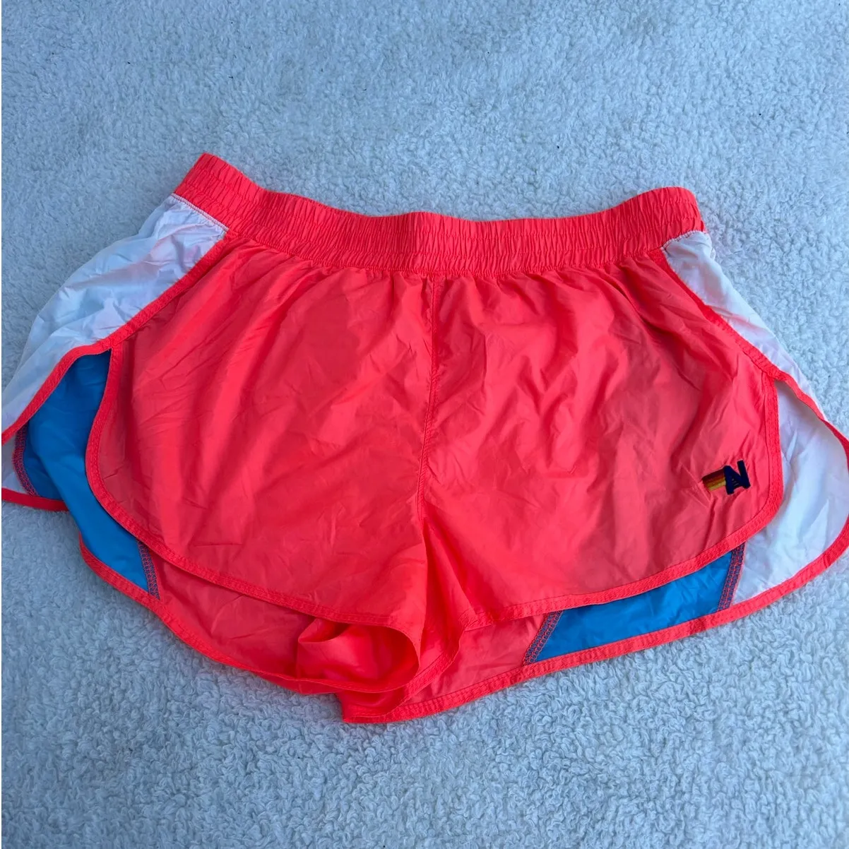 $168 Aviator Nation WOMEN'S ULTRA LIGHT JOGGER SHORTS - NEON RED Size Medium - Image 2