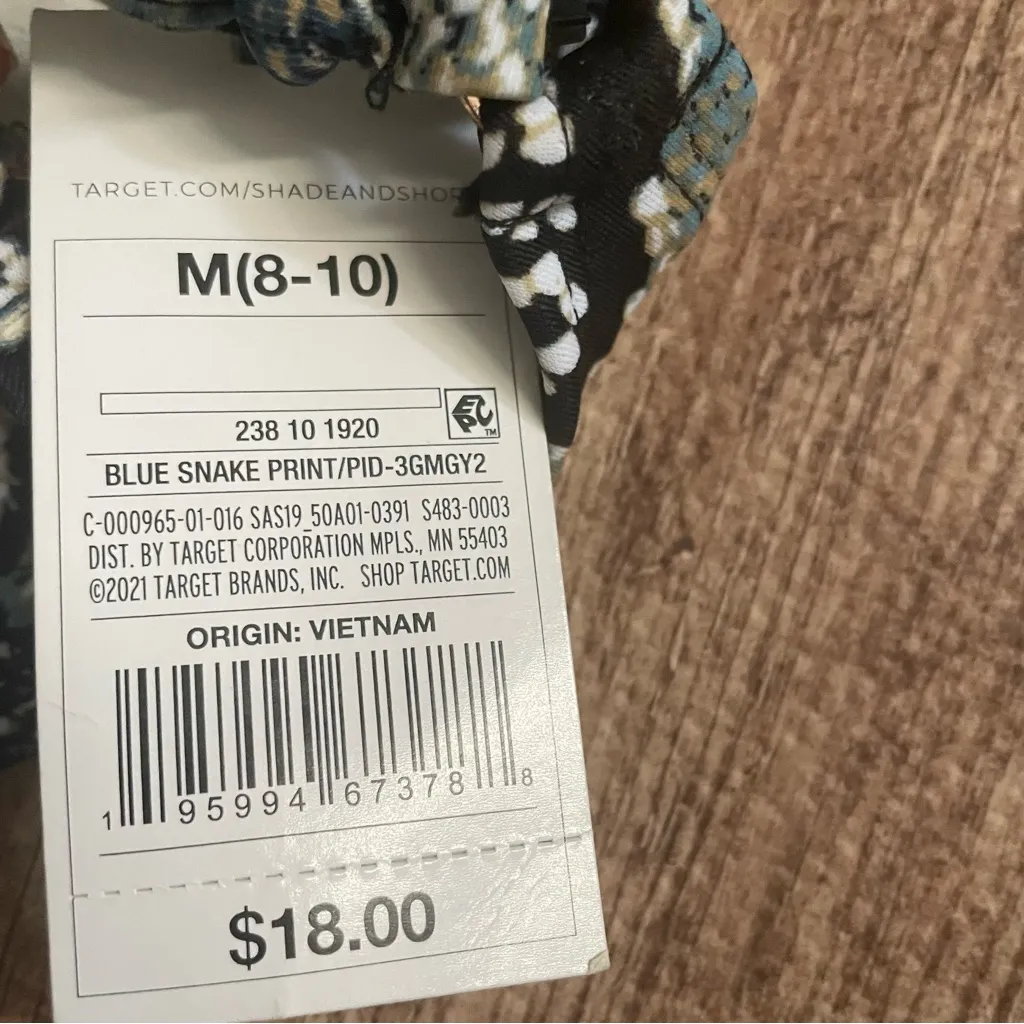 Shade & Shore NWT  Blue Green Snake Skin Triangle Bralette Bikini Set Size Medium - Image 10