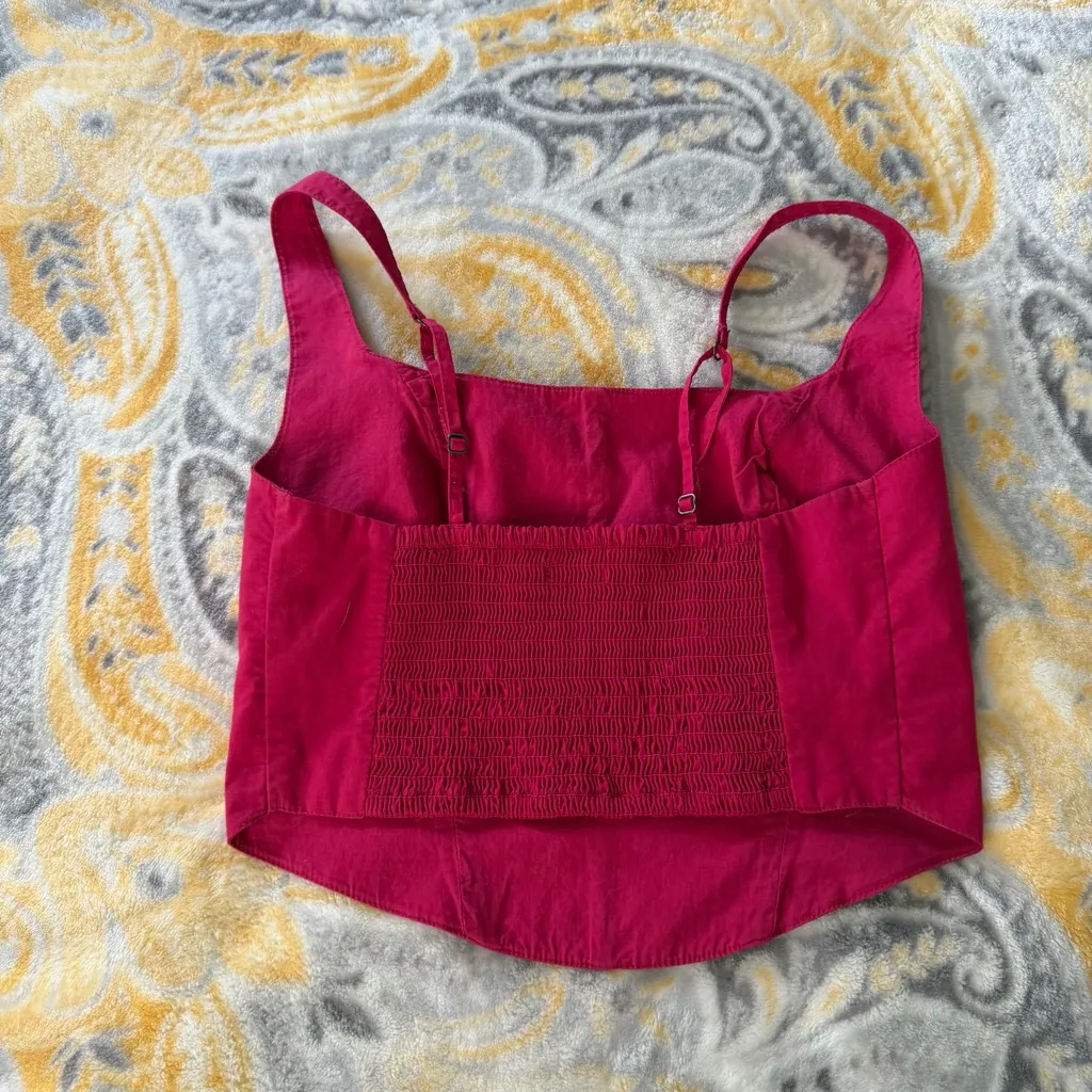 Abercrombie and fitch hot pink poplin corset top size small - Image 2