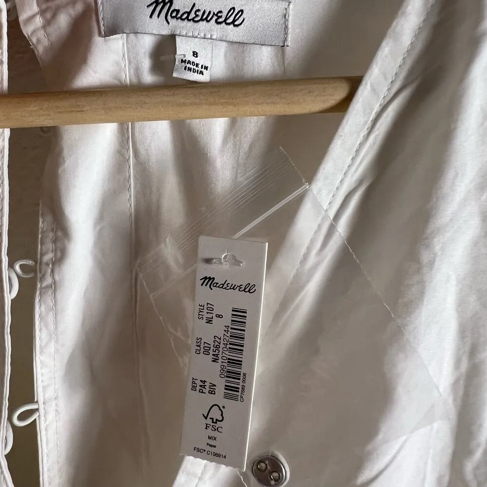 Madewell Annamarie Floral Cotton Embroidered Short Sleeve Mini Dress Size 8 - Image 7