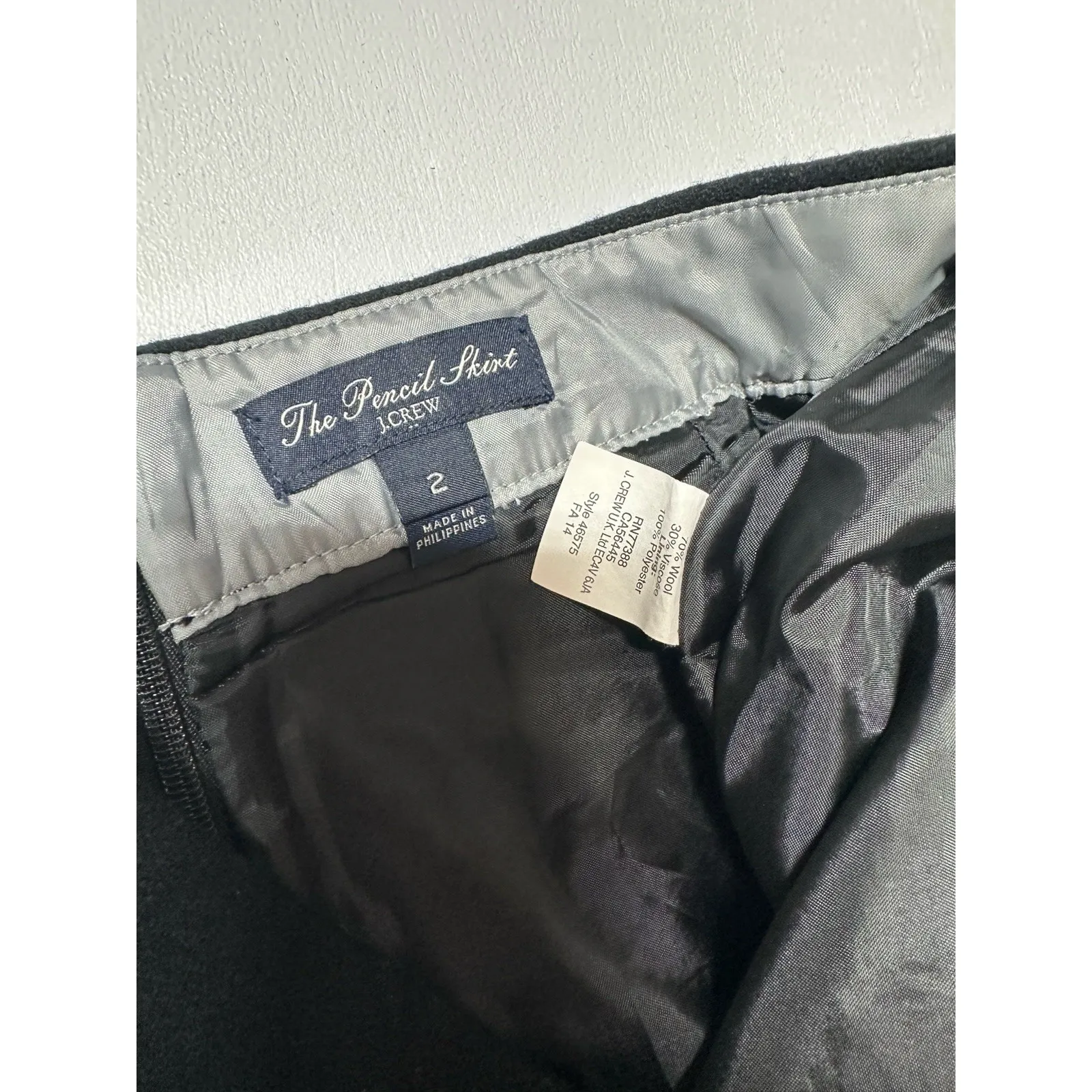 J.Crew The Pencil Skirt Women's Sz 2 Black Wool Blend Career Classic (b27) - Image 4