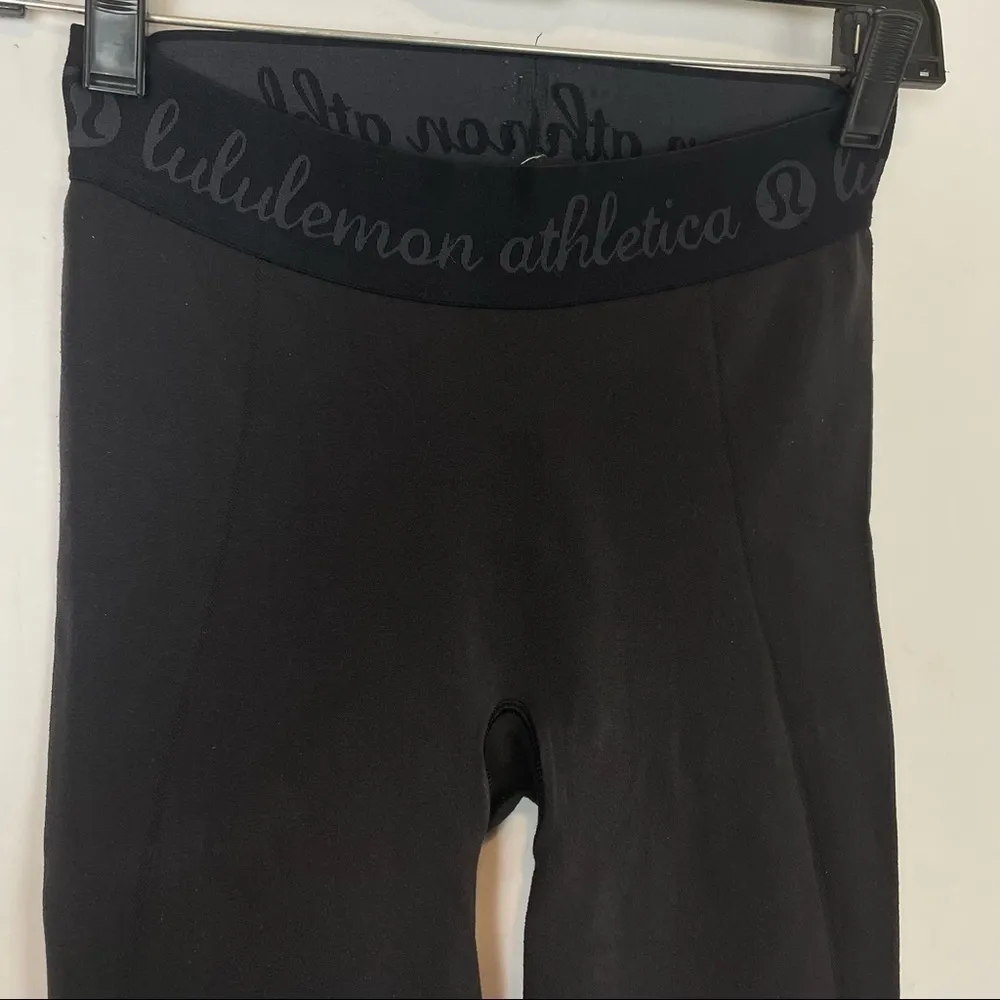 Lululemon Logo Waistband Seamless Full Length Leggings Black Lasercut detail 4 - Image 2