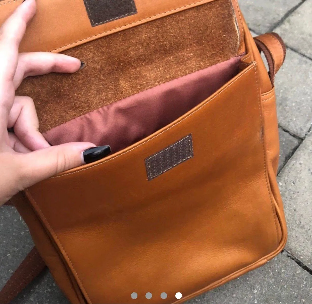 Vintage Real Leather Bag Tan - Image 4