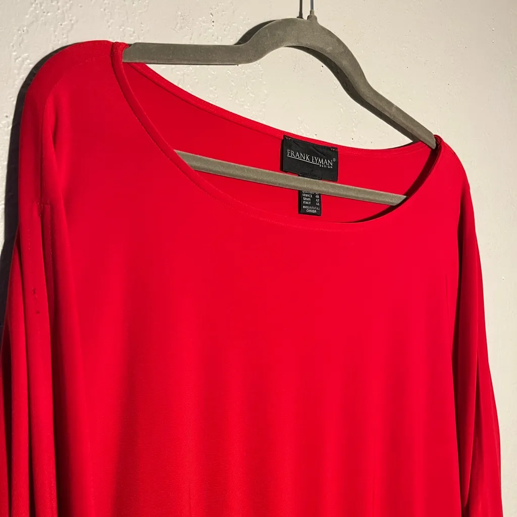 Frank Lyman Design Red Boxy 3/4 Sleeve Blouse SZ 10 Designer Top Flowy Luxury - Image 5