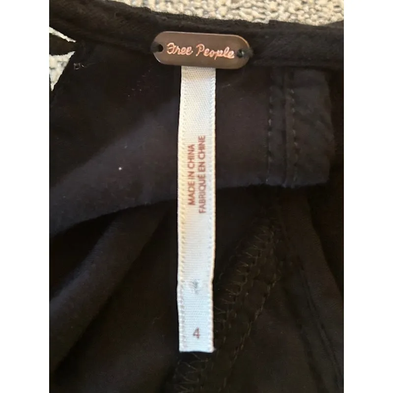 Free People Black Cutout Crochet Mini Dress – Boho Romantic Long Sleeve Size 4 - Image 8