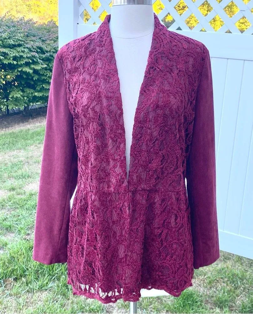 Chico’s lace and faux suede jacket - Image 2