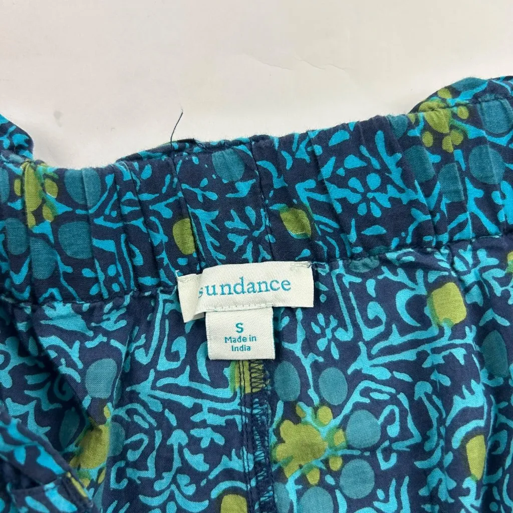 Sundance Turquoise Print Lightweight Cotton Slim Leg Cargo Lounge Pant S - Image 4