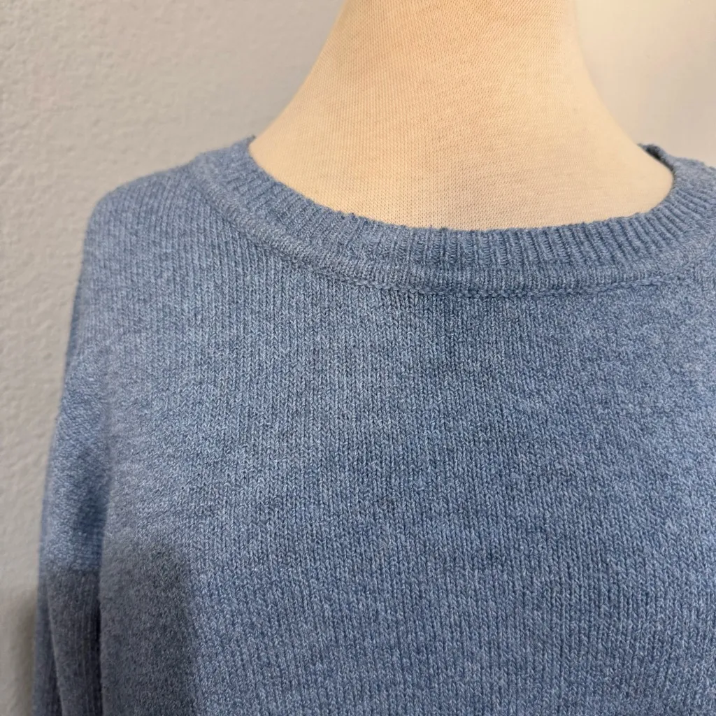 Ellen Tracy Women Light Blue Knit Crew Neck Long Sleeve Relaxed Fit Sweater Sz M - Image 3